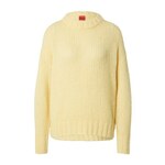 Volnen pulover HUGO ženski, bež barva - rumena. Pulover iz kolekcije HUGO. Model izdelan iz debele pletenine. Zaradi svoje visoke termoregulacijske sposobnosti vam volna pomaga ohranjati toploto, ko je hladno, in svežino, ko je toplo.