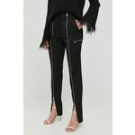 Volnene hlače Victoria Beckham ženski, črna barva, - črna. Hlače iz kolekcije Victoria Beckham. Model izdelan iz enobarvne tkanine.