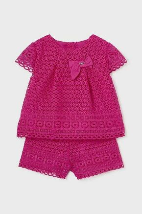 Komplet za dojenčka Mayoral roza barva - roza. Komplet za dojenčka iz kolekcije Mayoral. Model izdelan iz enobarvne pletenine.