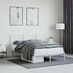 shumee Kovinski posteljni okvir z vzglavjem bel 120x190 cm
