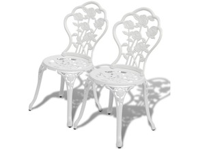 VIDAXL Bistro stoli 2 kosa liti aluminij bele barve