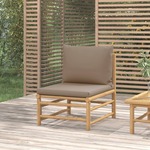 vidaXL Vrtni sredinski kavč s taupe blazinami bambus