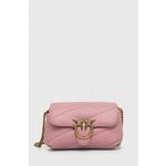 Usnjena torbica Pinko - roza. Majhna torbica iz kolekcije Pinko. Model na zapenjanje, izdelan iz naravnega usnja.