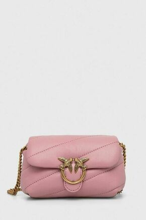Usnjena torbica Pinko - roza. Majhna torbica iz kolekcije Pinko. Model na zapenjanje