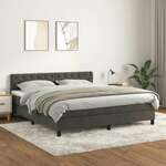 Greatstore Box spring postelja z vzmetnico temno siva 160x200 cm žamet