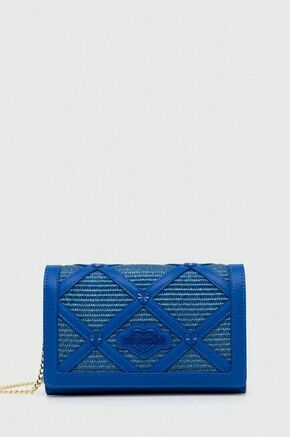 Torbica Love Moschino - modra. Majhna torbica iz kolekcije Love Moschino. Model na zapenjanje