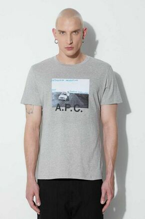 Bombažna kratka majica A.P.C. siva barva - siva. Kratka majica iz kolekcije A.P.C.