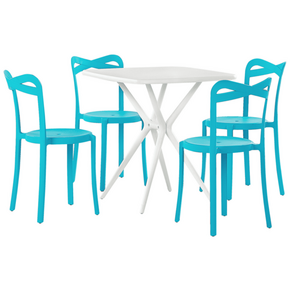 Beliani Vrtna garnitura miza in 4 stoli bela / modra PRODAJA / CAMOGLI