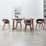 Greatstore Jedilni stoli 4 kosi sivi ukrivljen les in blago