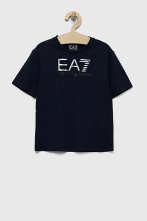 Otroška bombažna kratka majica EA7 Emporio Armani mornarsko modra barva - mornarsko modra. Otroške lahkotna kratka majica iz kolekcije EA7 Emporio Armani