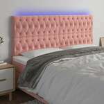 Vidaxl LED posteljno vzglavje roza 200x7x118/128 cm žamet