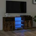 vidaXL TV omarica z LED lučkami dimljeni hrast 120x30x50 cm