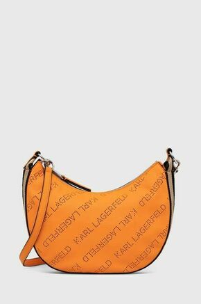 Torbica Karl Lagerfeld oranžna barva - oranžna. Majhna torbica iz kolekcije Karl Lagerfeld. Model na zapenjanje