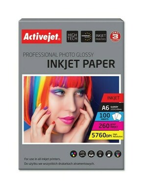 NEW Activejet AP6-260GR100 10x15 sijajni fotografski papir (A6; 100 kosov)