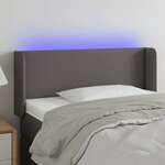 Greatstore LED posteljno vzglavje sivo 103x16x78/88 cm umetno usnje