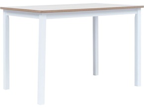 VIDAXL Jedilna miza bela in rjava 114x71x75 cm trden les kavčukovca