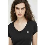 Bombažna kratka majica G-Star Raw ženski, črna barva - črna. Kratka majica iz kolekcije G-Star Raw, izdelana iz elastične pletenine. Model iz izjemno udobne bombažne tkanine.