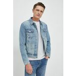 Jeans jakna Armani Exchange moška, - modra. Jakna iz kolekcije Armani Exchange. Prehoden model izdelan iz jeansa.