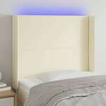 Vidaxl LED posteljno vzglavje krem 103x16x118/128 cm umetno usnje