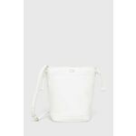Torbica Calvin Klein bela barva - bela. Srednje velika torbica iz kolekcije Calvin Klein. Model na zapenjanje izdelan iz iz ekološkega usnja.