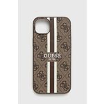 Guess Guess 4G MagSafe etui za iPhone 14 Plus s potiskanimi črtami (rjav)