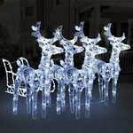 Greatstore Božični jeleni s sanmi 240 LED lučk iz akrila
