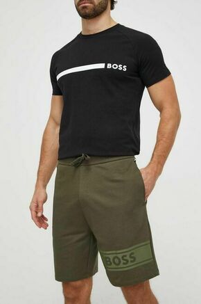 Bombažne kratke hlače BOSS zelena barva - zelena. Kratke hlače iz kolekcije BOSS. Model izdelan iz pletenine. Model iz izjemno udobne bombažne tkanine.