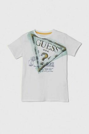 Otroška bombažna kratka majica Guess bela barva - bela. Otroške lahkotna kratka majica iz kolekcije Guess