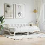 vidaXL Izvlečna dnevna postelja bela 80x200 cm trdna borovina