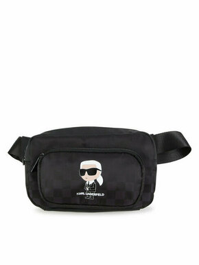 Otroška opasna torbica Karl Lagerfeld črna barva - črna. Otroški Srednje velika pasna torbica iz kolekcije Karl Lagerfeld. Model na zapenjanje