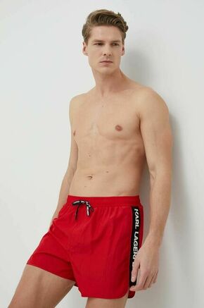 Kopalne kratke hlače Karl Lagerfeld rdeča barva - rdeča. Kratke hlače za kopanje iz kolekcije Karl Lagerfeld. Model izdelan iz hitrosušečega materiala.