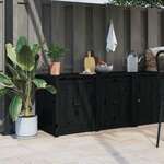 vidaXL Zunanja kuhinjska omarica črna 106x55x64 cm trdna borovina