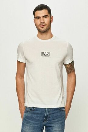 EA7 Emporio Armani T-shirt - bela. T-shirt iz zbirke EA7 Emporio Armani. Model narejen iz elastična tkanina.