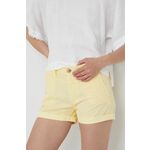 Bombažne kratke hlače Pepe Jeans Balboa Short žensko, rumena barva, - rumena. Kratke hlače iz kolekcije Pepe Jeans. Model izdelan iz enobarvnega materiala.