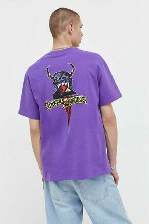 Bombažna kratka majica Quiksilver vijolična barva - vijolična. Kratka majica iz kolekcije Quiksilver