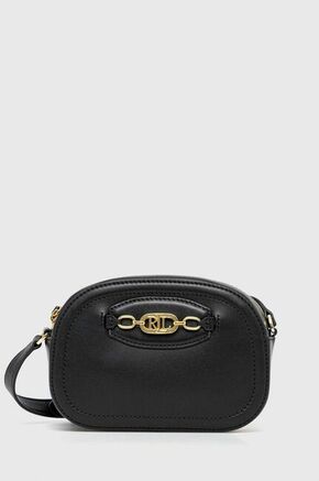 Usnjena torbica Lauren Ralph Lauren črna barva - črna. Majhna torbica iz kolekcije Lauren Ralph Lauren. na zapenjanje