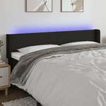 vidaXL LED posteljno vzglavje črno 203x16x78/88 cm blago