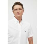 Bombažna srajca Tommy Hilfiger moška, bela barva - bela. Srajca iz kolekcije Tommy Hilfiger, izdelana iz enobarvne tkanine. Model iz izjemno udobne bombažne tkanine.