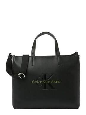 Torbica Calvin Klein Jeans črna barva - črna. Srednje velika torbica iz kolekcije Calvin Klein Jeans. Model na zapenjanje