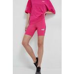 Kratke hlače Puma ženski, roza barva - roza. Kratke hlače iz kolekcije Puma. Model izdelan iz prožnega materiala, ki zagotavlja udobje in svobodo gibanja. Izjemno udobna tkanina z visoko vsebnostjo bombaža.