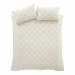 Kremno bela bouclé podaljšana posteljnina za zakonsko posteljo 230x220 cm Cosy Checkerboard – Catherine Lansfield