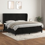 Box spring postelja z vzmetnico črna 200x200 cm žamet - vidaXL - črna - 96,03 - 200 x 200 cm - vidaXL