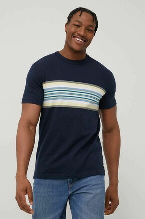 Quiksilver bombažna majica - mornarsko modra. Ohlapna kratka majica iz kolekcije Quiksilver. Model izdelan iz debele