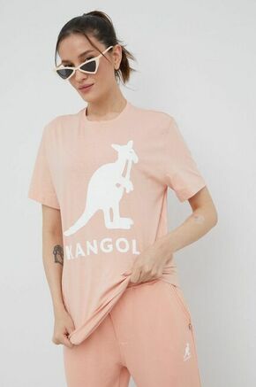Bombažen t-shirt Kangol roza barva - roza. Lahkotna majica iz kolekcije Kangol. Model izdelan iz tanke