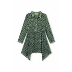 Otroška obleka Michael Kors zelena barva - zelena. Otroški obleka iz kolekcije Michael Kors. Model izdelan iz vzorčaste tkanine. Model iz izjemno udobne, zračne tkanine.