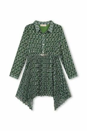 Otroška obleka Michael Kors zelena barva - zelena. Otroški obleka iz kolekcije Michael Kors. Model izdelan iz vzorčaste tkanine. Model iz izjemno udobne