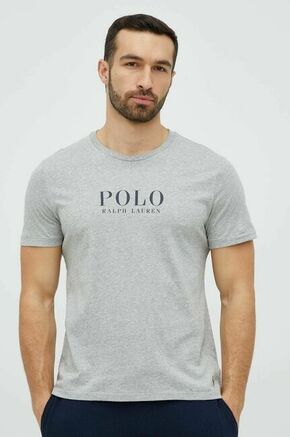 Bombažen pižama t-shirt Polo Ralph Lauren siva barva - siva. Pižama majica iz kolekcije Polo Ralph Lauren. Model izdelan iz elastične pletenine.