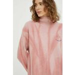 Volnen pulover PS Paul Smith ženski, roza barva - roza. Pulover iz kolekcije PS Paul Smith. Model izdelan iz vzorčaste pletenine. Volna ima naravno zračnost, absorpcijo vlage in termoregulacijske lastnosti.