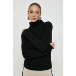 Volnen pulover BOSS ženski, črna barva - črna. Pulover iz kolekcije BOSS. Model izdelan iz debele pletenine. Kašmirska volna ima visoke termoregulacijske lastnosti ter je izredno lahka in puhasta.