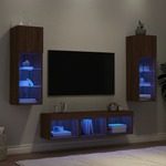 Vidaxl Komplet TV omaric LED 5-delni rjavi hrast inženirski les